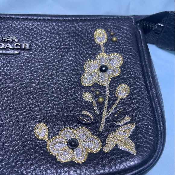 Coach Metallic Flower Embroidered Wristlet - Picture 5 of 8